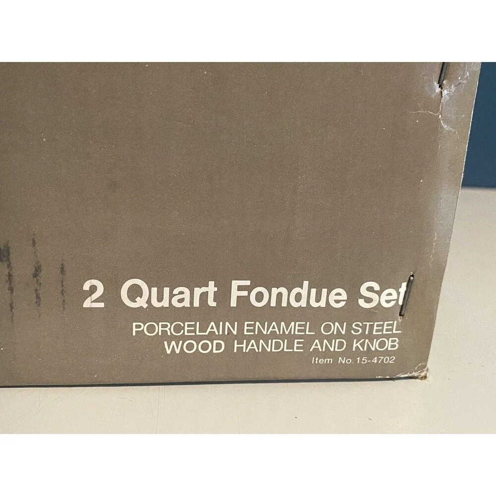 Vtg Coordinates Fondue Pot “Floral Mist” 1984 Enamel & Wood *New Open Box